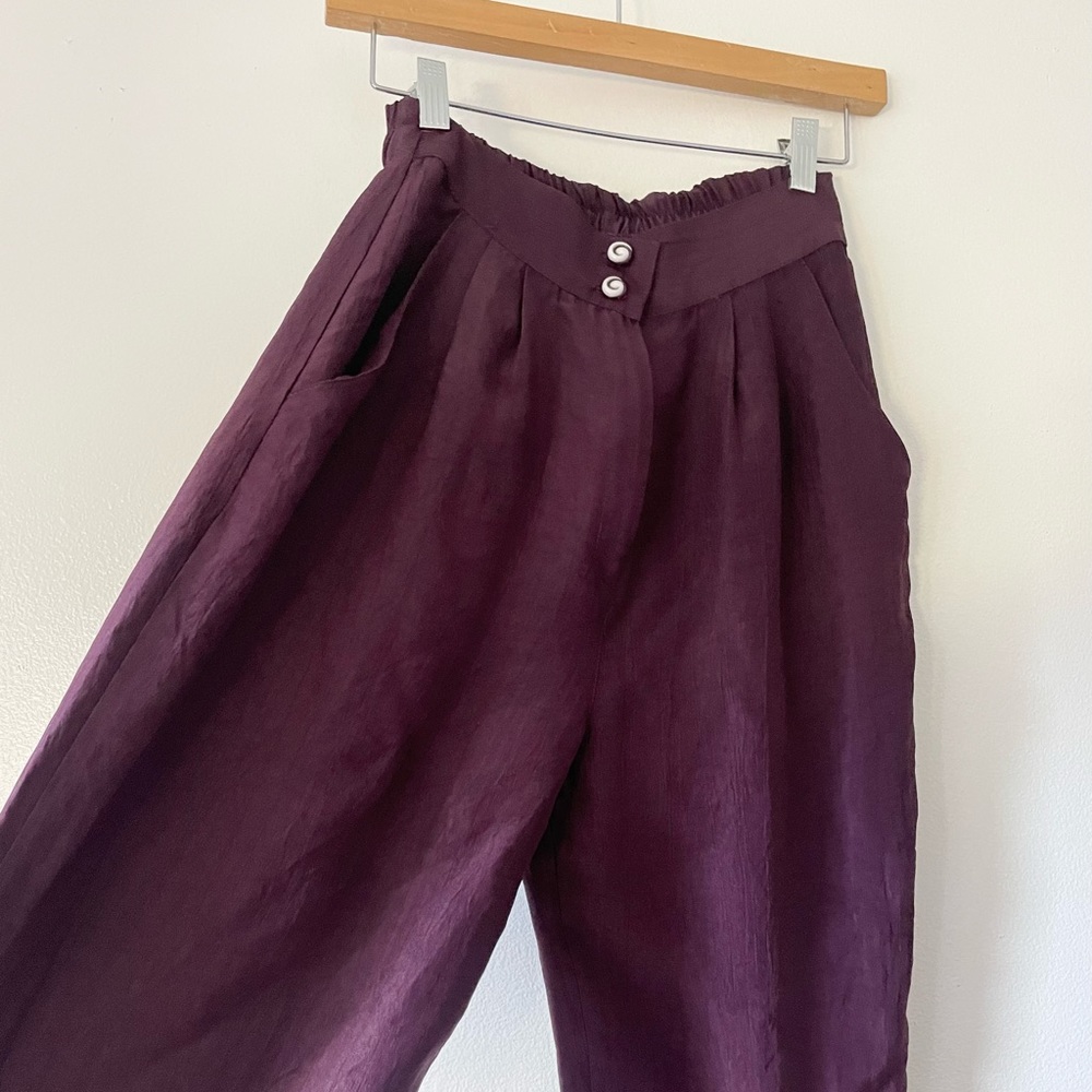 First Lady Vintage High Waisted Maroon Pants Groovy Buttons and Elastic Back